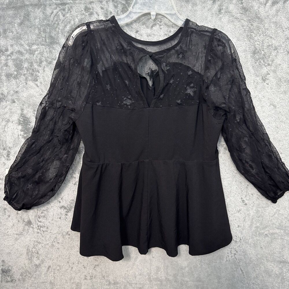 Torrid 1x top blouse women sheer bodice and sleeves - Picture 10 of 11